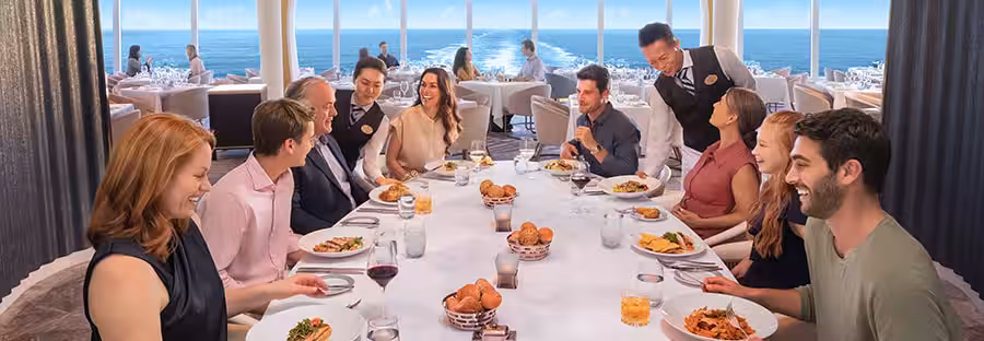 Family dining and activities together on holiday